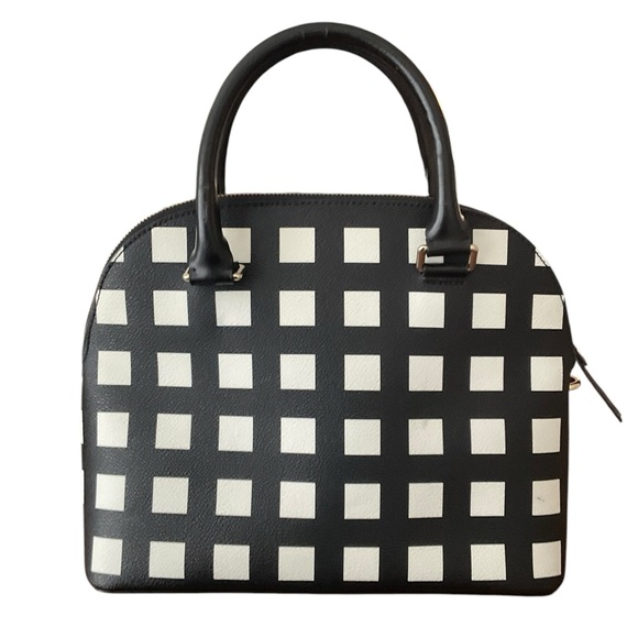 Kate Spade Black and Cream Checkered Satchel w/Adjustable Crossbody NWOT